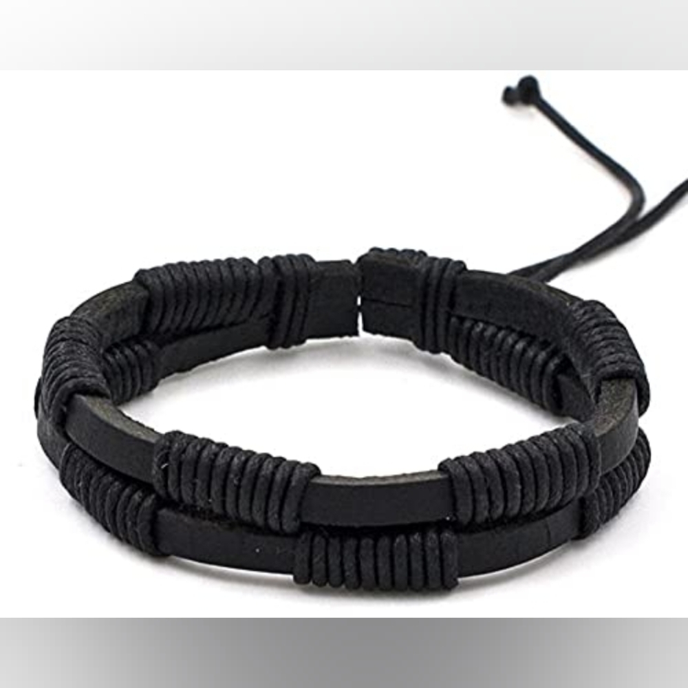Black PU Leather Braided Bracelet